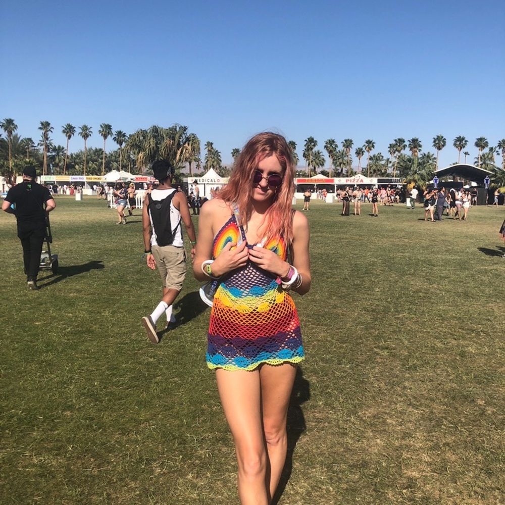 her pony vintage limited rainbow crochet dress